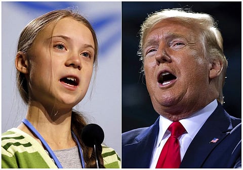 Greta Thunberg and US President Donald Trump (AP Photo/Paul White/Evan Vucci)