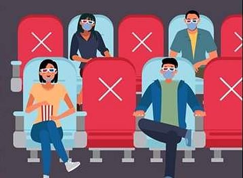 Social distancing at cinema halls