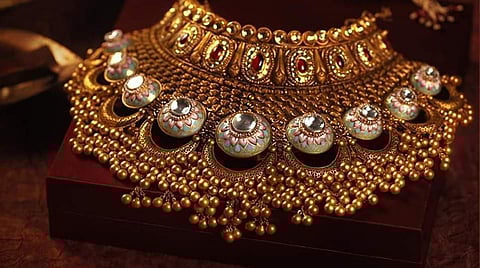 An ornate neckpiece from Sawanskukha Jewellers