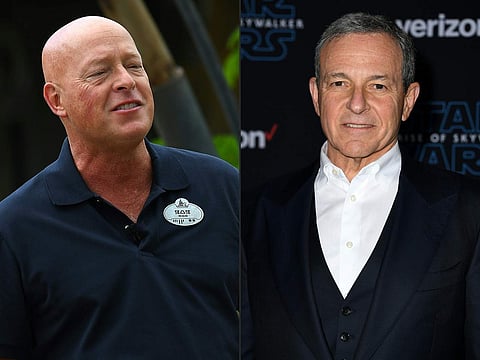 Combo pic: Bob Chapek & Bob Iger (AFP/GETTY IMAGES NORTH AMERICA/GERARDO MORA & VALERIE MACON)