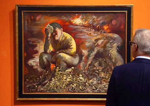 The 1944 painting Cain or Hitler in Hell by George Grosz (AP Photo/Jens Meyer)
