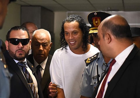 Ronaldinho at Asuncion's Justice Palace (AFP/Norberto DUARTE)