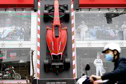 An F1 car model in Hanoi, Vietnam (AFP/Nhac NGUYEN)