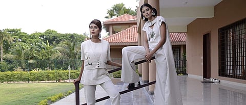 Hand painted linen ensembles by Nisha M Loyalka