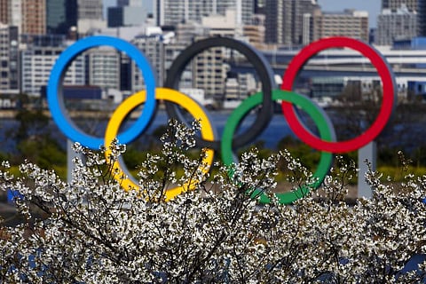Olympic rings in Tokyo (AP Photo/Jae C Hong)