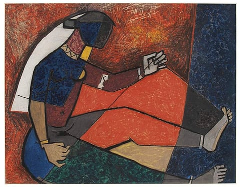 'Untitled (Lady Weaving)' by MF Husain (circa 1950s); estimate USD 40-60,000