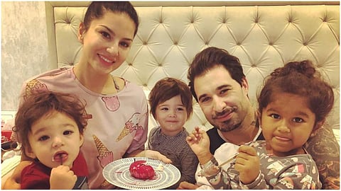 Sunny Leone with Daniel Weber and their children