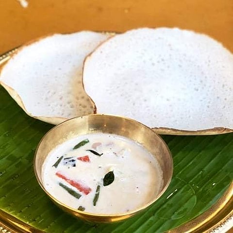Appam with vegetable stew