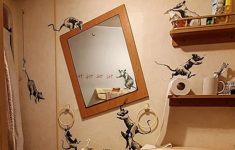 Banksy's latest work (details; source Instagram)