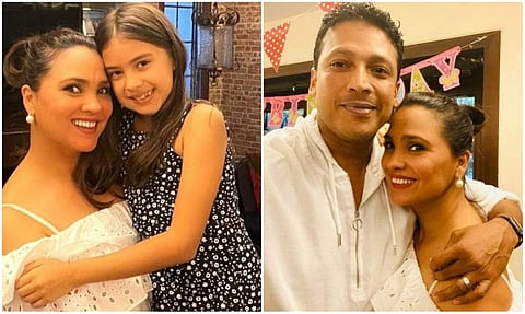 Lara Dutta with daughter Saira and husband Mahesh Bhupathi