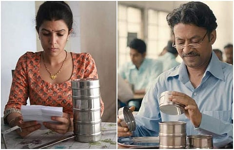 Two stills from The Lunchbox featuring Nimrit Kaur and Irrfan Khan