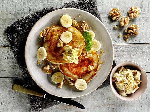 Walnut Pancakes with Maple Walnut Butter