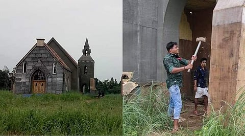 Minnal Murali set being vandalised