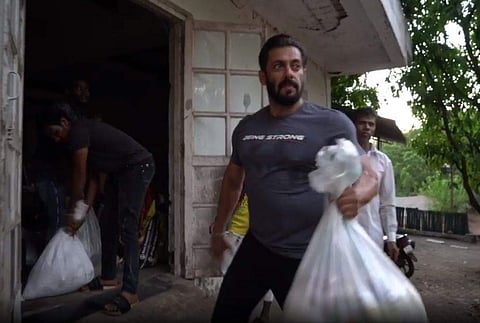 Salman Khan is donating large quantities of food supplies to local villagers.