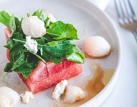 Recipe: This watermelon, lycee, feta salad is fresh and delish!