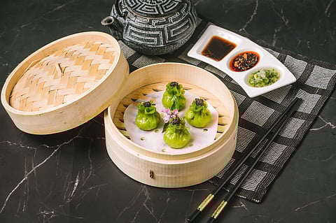 Truffle edamame dumpling