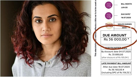 Taapsee Pannu took to Twitter to call out the electricity provider for the ‘insane rise’ in the bill.