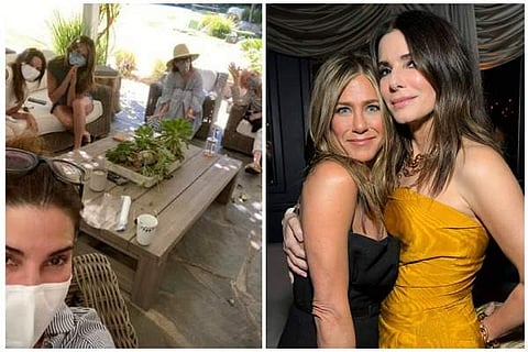 A still from Sandra Bullock's socially distant birthday bash