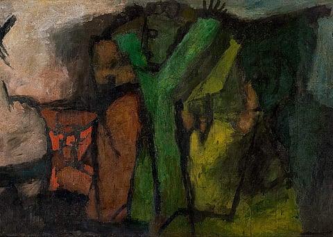 DETAIL: MF Husain, Voices, 1958, courtesy AstaGuru