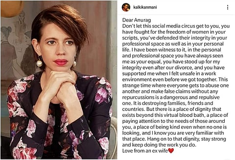Kalki Koechlin penned an open letter stating that Anurag Kashyap has fought for the freedom of women in his scripts, and defended their integrity in professional and personal spaces.