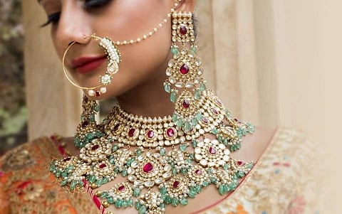 A bridal emerald and polki set by House of MBJ