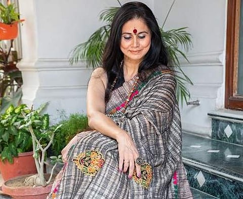 Resham Ketia Durga embroidered sari