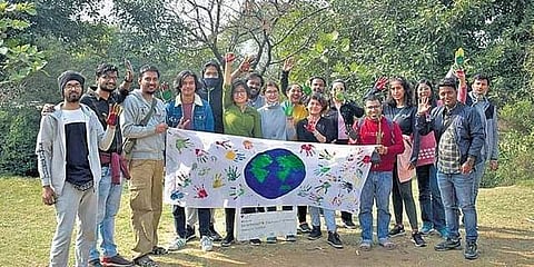 A forest walk initiated by Youth For Climate at the Aravalli Biodiversity Park