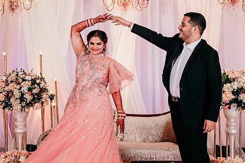 Vidyullekha Raman with her newly-wed husband Sanjay