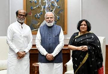 Rajinikanth with wife Latha meets PM Narendra Modi