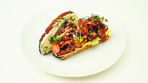 Roasted Cauliflower and Hummus Sandwich