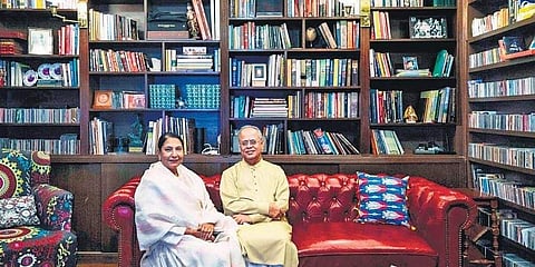 Dipa and Atul Bagai at their Noida home which has artefacts from across the world
