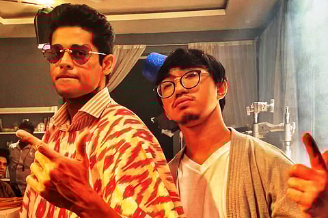 Abhimanyu Dassani & Khuman Nongyai on the sets of Meenakshi Sundareshwar