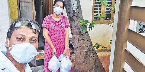 Volunteers of Relief Riders delivering Covid-19 essentials in the city during the 2020 lockdown