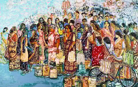 Artist Chaitali Chanda's artwork titled 'Waiting'