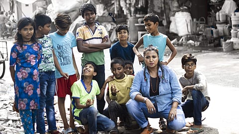 Tina Ghoshal while working on her latest single on street children