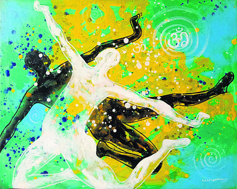 KG Lingadevaru’s artwork The Search showcased at Kalakendra Art Gallery in Auroville