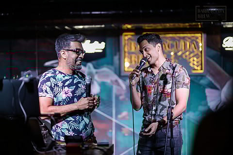 Carlton & Abhijit on stage at Barracuda Brew
