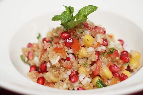 Quinoa Chickpea Pomegranate Salad