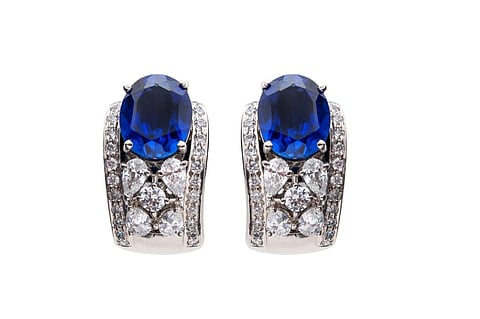 Elaborate diamond and sapphire studs