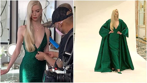 Anya Taylor-Joy in a frosty green Dior gown