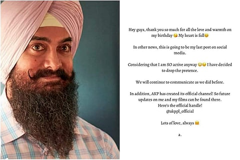 Aamir Khan informed everyone to follow his production house's Instagram account - @akppl_official - for updates on him.