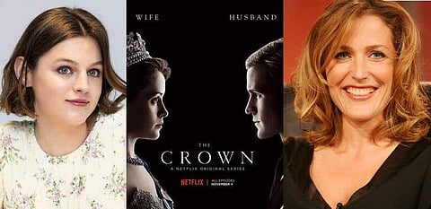 Emma Corrin, poster of The Crown and Gillian Anderson