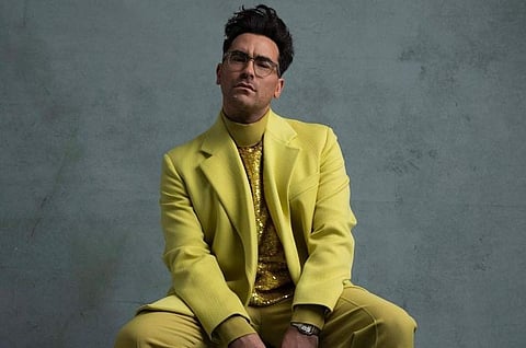 Dan Levy in Valentino couture