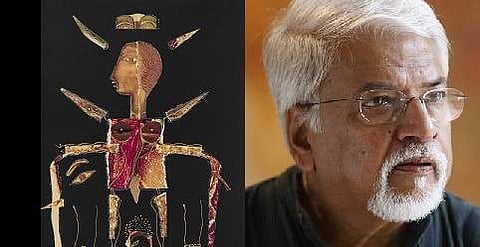 SG Vasudev with his artwork, Deity