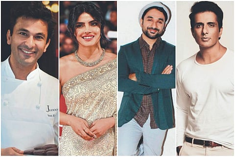 As the nation continues to battle COVID-19, celebs from all walks of life come together to help India breathe. In picture: Vikas Khanna, Priyanka Chopra Jonas, Vir Das and Sonu Sood
