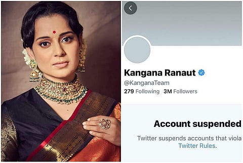 Kangana Ranaut's Twitter account (@KanganaTeam) has been permanently suspended after she wrote a controversial tweet.
