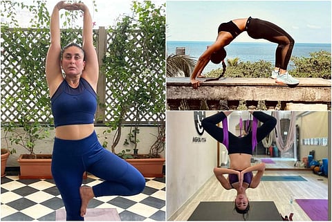 International Yoga Day: Kareena Kapoor Khan, Malaika Arora and Ananya Panday doing yoga asanas