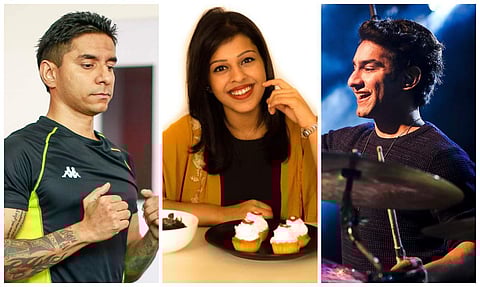 Lifestyle coach Luke Coutinho (left), Master Chef Kirti Bhoutika (centre), and drummer Sahil Sarin (right)