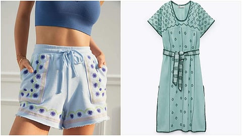 On the left: The embroidered shorts by Anthropologie and on right, the midi-dress by Zara