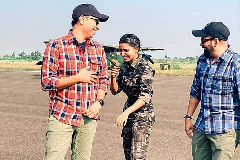 The Family Man 2 creators Raj Nidimoru and Krishna DK with Samantha Akkineni